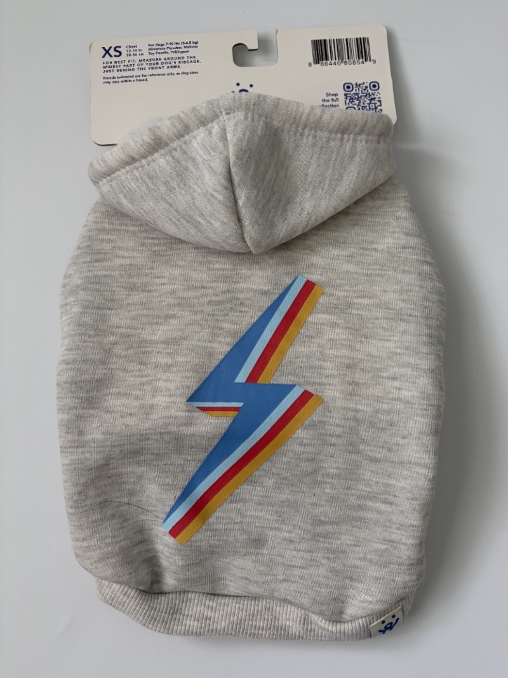 NEW Oodles Dog Apparel XS Rainbow Lightning Bolt Sweatshirt 7-10 lbs